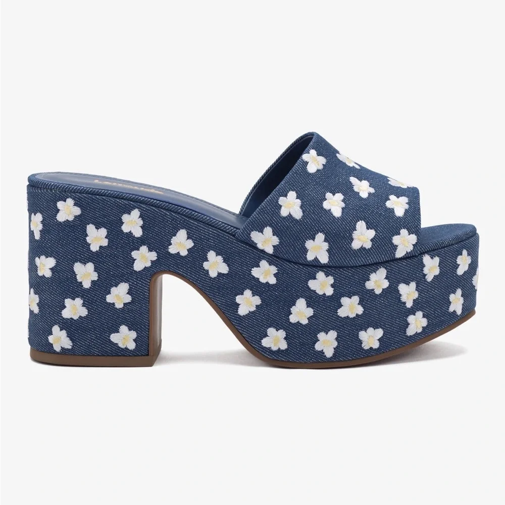 LARROUDÉ Miso Platform Sandals - Blue Denim